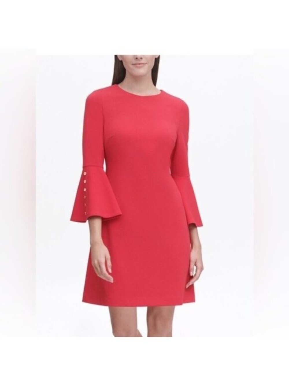Tommy Hilfiger Women's Bell Sleeves Sheath Dress Red Size 2   Solid
